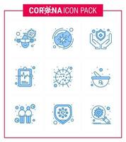 9 Blue viral Virus corona icon pack such as flu illness covid hospital chart shield viral coronavirus 2019nov disease Vector Design Elements