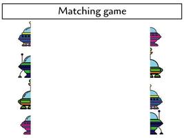 UFO spaceship matching game, attention game for kids vector