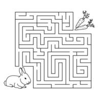 maze game feed the animal, coloring page for children, feed the rabbit with carrots vector