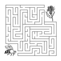 Maze game, take the bee to the flower, help find the way educational game for children vector