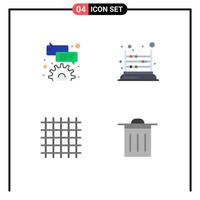 Mobile Interface Flat Icon Set of 4 Pictograms of bubble layout game mathematics streamline Editable Vector Design Elements