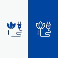 Biomass Energy Cable Plug Line and Glyph Solid icon Blue banner Line and Glyph Solid icon Blue banner vector