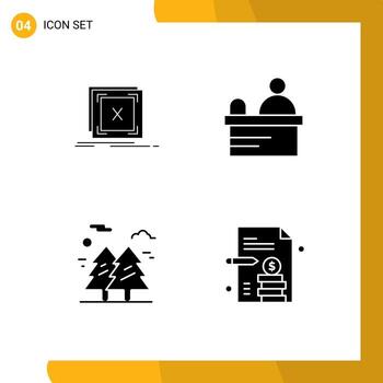 4 concepto de glifo sólido para sitios web móviles y aplicaciones error árbol problema boleto senderismo elementos de diseño vectorial editables vector