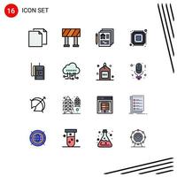 16 Thematic Vector Flat Color Filled Lines and Editable Symbols of studio film home hardware device Editable Creative Vector Design Elements