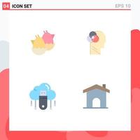 Universal Icon Symbols Group of 4 Modern Flat Icons of egg data nature intelligent cloud Editable Vector Design Elements