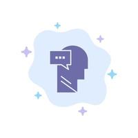 Mind Dialog Inner Head Blue Icon on Abstract Cloud Background vector