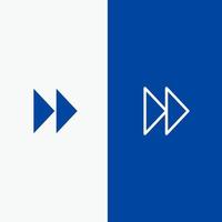 control de avance rápido línea de video multimedia y glifo icono sólido banner azul línea y glifo icono sólido banner azul vector