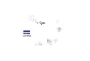 Vector square pixel dotted map of Cape Verde isolated on white background with Cape Verde flag.