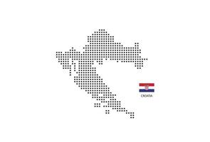 Vector square pixel dotted map of Croatia isolated on white background with Croatia flag.