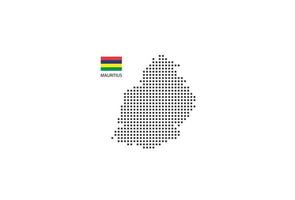 Vector square pixel dotted map of Mauritius isolated on white background with Mauritius flag.