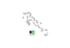 Vector square pixel dotted map of Bahamas isolated on white background with Bahamas flag.