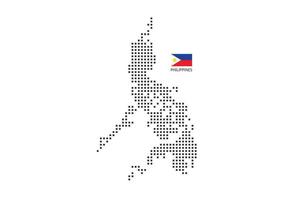 Vector square pixel dotted map of Philippines isolated on white background with Philippines flag.