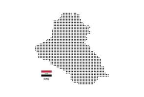 Vector square pixel dotted map of Iraq isolated on white background with Iraq flag.