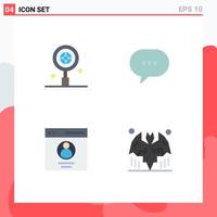 Modern Set of 4 Flat Icons and symbols such as business profile chat bubble bat Editable Vector Design Elements