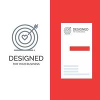 Target Love Heart Wedding Grey Logo Design and Business Card Template vector