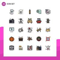 Modern Set of 25 Filled line Flat Colors and symbols such as entertainment finance education expenses consumption Editable Vector Design Elements