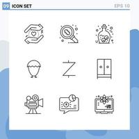 Set of 9 Vector Outlines on Grid for crypto z cash halloween food easter Editable Vector Design Elements