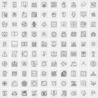 paquete de 100 iconos de líneas universales para móviles y web vector