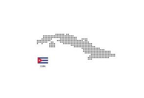 Vector square pixel dotted map of Cuba isolated on white background with Cuba flag.