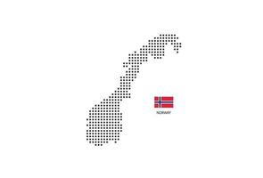 mapa punteado de píxeles cuadrados vectoriales de noruega aislado sobre fondo blanco con bandera noruega. vector