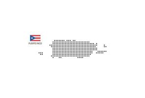 Vector square pixel dotted map of Puerto Rico isolated on white background with Puerto Rico flag.