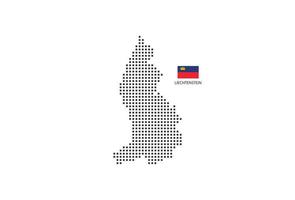 mapa punteado de píxeles cuadrados vectoriales de liechtenstein aislado sobre fondo blanco con bandera de liechtenstein. vector