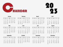 Calendar 2023 minimalist style. This 12 months calendar in 2023. Vector illustration.