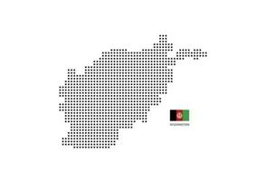 Vector square pixel dotted map of Afghanistan isolated on white background with Afghanistan flag.