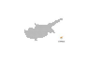 Mapa punteado de píxeles cuadrados vectoriales de Chipre aislado sobre fondo blanco con bandera de Chipre. vector