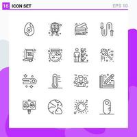 Modern Set of 16 Outlines Pictograph of design bookmarks credit book skipping Editable Vector Design Elements