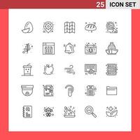 Line Pack of 25 Universal Symbols of keywords food setting bread bakery Editable Vector Design Elements