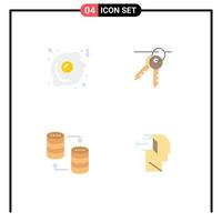 4 Universal Flat Icon Signs Symbols of fried egg sql hotel keys share Editable Vector Design Elements