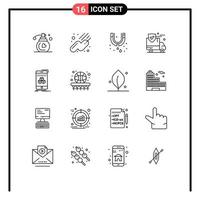 16 iconos creativos signos y símbolos modernos de elementos de diseño vectorial editables de seguridad de caja de fontanero de cubo de producto vector