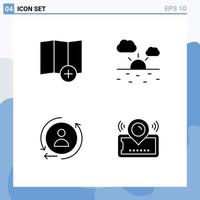 Pictogram Set of 4 Simple Solid Glyphs of location map cloud digital location Editable Vector Design Elements