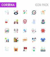 25 Flat Color viral Virus corona icon pack such as cough microbe flu germs bacterium viral coronavirus 2019nov disease Vector Design Elements