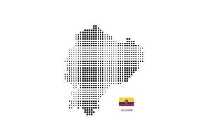 Vector square pixel dotted map of Ecuador isolated on white background with Ecuador flag.