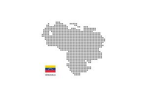 Vector square pixel dotted map of Venezuela isolated on white background with Venezuela flag.