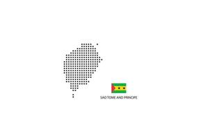 Vector square pixel dotted map of Sao Tome and Principe isolated on white background with Sao Tome and Principe flag.