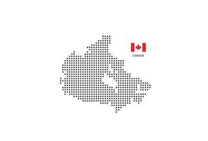 Vector square pixel dotted map of Canada isolated on white background with Canada flag.