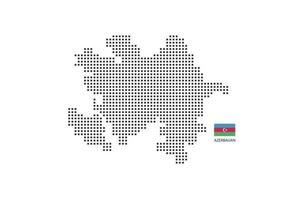 Vector square pixel dotted map of Azerbaijan isolated on white background with Azerbaijan flag.