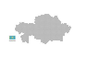 Vector square pixel dotted map of Kazakhstan isolated on white background with Kazakhstan flag.