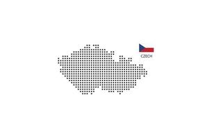 Vector square pixel dotted map of Czech isolated on white background with Czech flag.