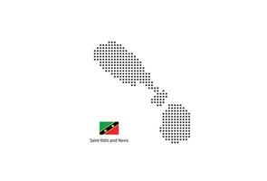 Vector square pixel dotted map of Saint Kitts and Nevis isolated on white background with Saint Kitts and Nevis flag.