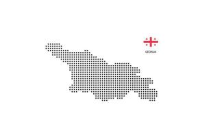 Vector square pixel dotted map of Georgia isolated on white background with Georgia flag.