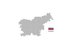 Vector square pixel dotted map of Slovenia isolated on white background with Slovenia flag.