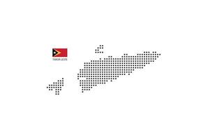 Vector square pixel dotted map of Timor Leste isolated on white background with Timor Leste flag.