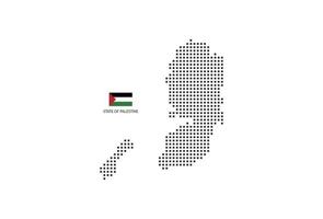 Mapa punteado de píxeles cuadrados vectoriales del estado de palestina aislado sobre fondo blanco con bandera del estado de palestina. vector