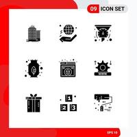 Modern Set of 9 Solid Glyphs and symbols such as design gas donate energy speedometer Editable Vector Design Elements