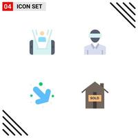 Modern Set of 4 Flat Icons and symbols such as mobile arrow technology reality right Editable Vector Design Elements