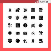 Set of 25 Modern UI Icons Symbols Signs for laptop reader job hands year Editable Vector Design Elements